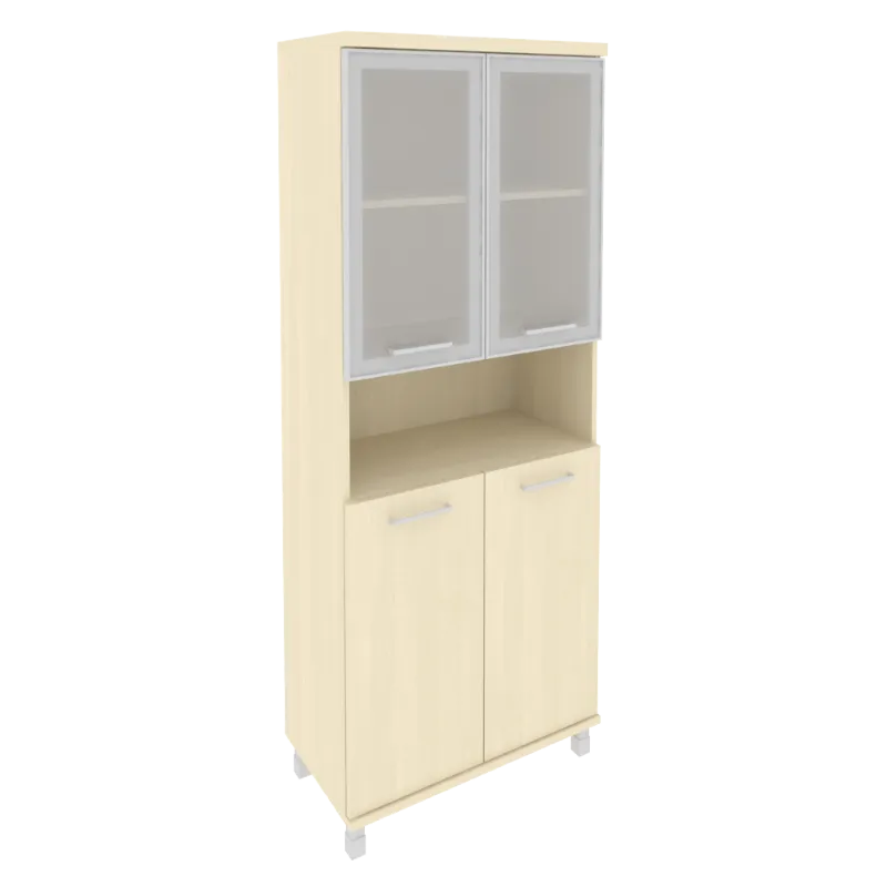 Шкаф высокий широкий (стекло в раме) First KST-1.4R (клён)